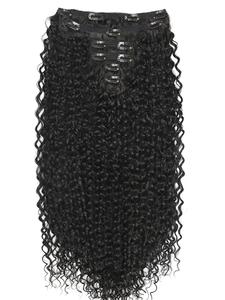Extensiones de cabello rizado largo negro de 26 pulgadas, Clip-in, Pelucas esponjosas y hermosas para mujeres, Extensiones sintéticas para fiestas, Uso diario