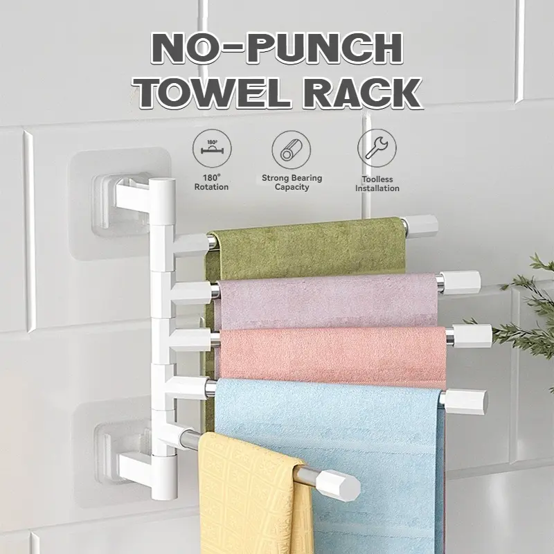 Non-perforated Towel Rack Bathroom Sticking Bath Towels Non-marking ...
