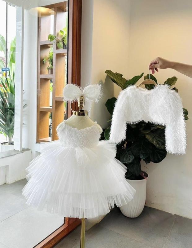 váy lông 2 dây mềm mà mại cao cấp cho bé gái (kèm cài) đồ  tết