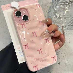 Creative Bow Pattern 3D Wavy Couple Phone Case for iPhone 11 13 12 14 15 16 Pro 7 8 Plus MAX XR XS MAX 7Plus 8Plus SE iPhone case
