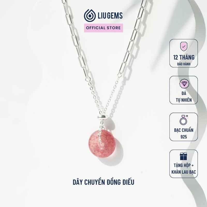 Dây Chuyền Bạc 925 Nữ Liugems Kết Hợp Đá Phong Thuỷ Đồng Điếu May Mắn, Thời Trang DC09 (Mua một, tặng một hộp đựng trang sức + một khăn lau bạc miễn phí)
