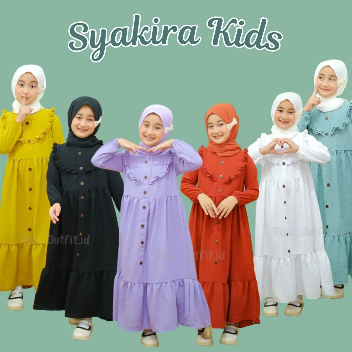 Gamis Anak Terbaru 2024 / Baju Gamis Anak Perempuan / Gamis Crinkle Airflow Syakira Kids