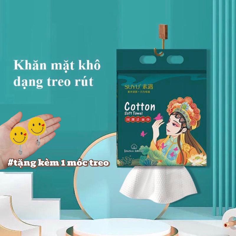 Khăn mặt khô dùng 1 lần dạng túi treo rút giấy tẩy trang lau mặt mềm mịn dày dặn loại 600gram