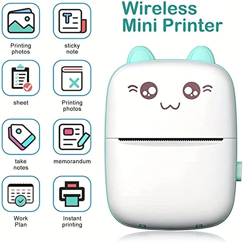 Portable Mini Thermal Printer, 1 Count Instant Photo Printer With 10 Rolls Paper, Small Bluetooth-compatible Wireless Multi-purpose Photo Printer, Back to School Essentials, Stocking Fillers Gift 6