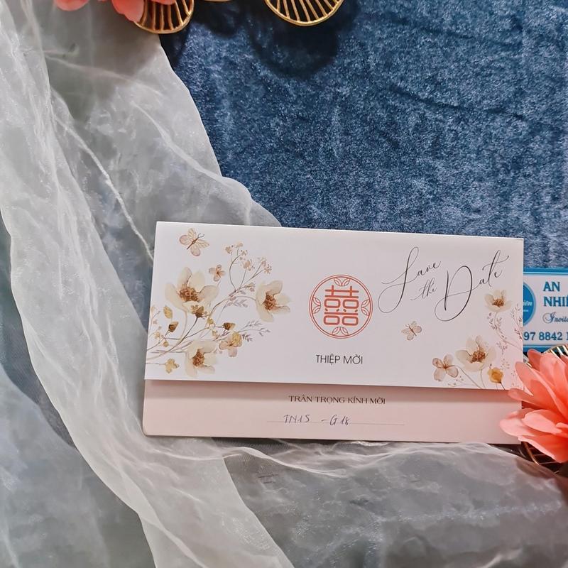 THIỆP CƯỚI AN NHIÊN - THIỆP CƯỚI TN01 thiệp  cưới  xanh dương thiệp cưới  lá 3