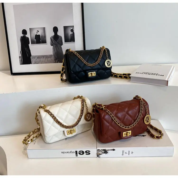 Túi xách nữ đeo chéo da mềm dây đeo phối xích thời trang cá tính hàng quảng châu cao cấp T329 Bag Đeo Vai 3