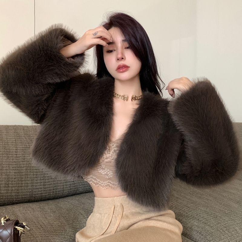 Product Introduction of Áo Khoác Lông Giả Phong Cách Cổ Điển Thanh Lịch, Xã Hội, Dành Cho Mùa Thu Và Mùa Đông, Áo Crop Top Dáng Rộng, Áo Khoác Lông Nữ Jacket 15