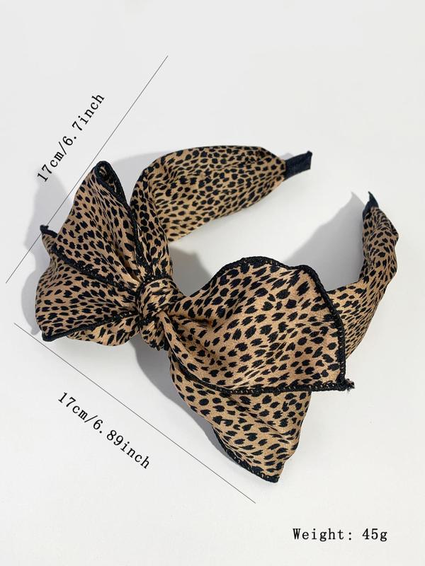 Leopard Print Bow Decor Headband for Women & Girls, High Head Thick Sponge Non-slip Wide Band Hair Hoop for Daily Wear, Party Hairstyles, Hair Accessories for Daily Clothing Decor, Gifts for Her 1