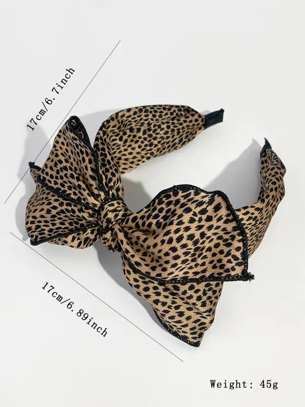 Leopard Print Bow Decor Headband for Women & Girls, High Head Thick Sponge Non-slip Wide Band Hair Hoop for Daily Wear, Party Hairstyles, Hair Accessories for Daily Clothing Decor, Gifts for Her 1