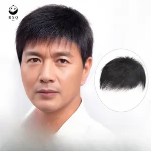 Wig untuk pria dengan rambut pendek, ekstensi rambut atasan pria, garis rambut penutup alami dan tanpa jejak, wig menyegarkan
