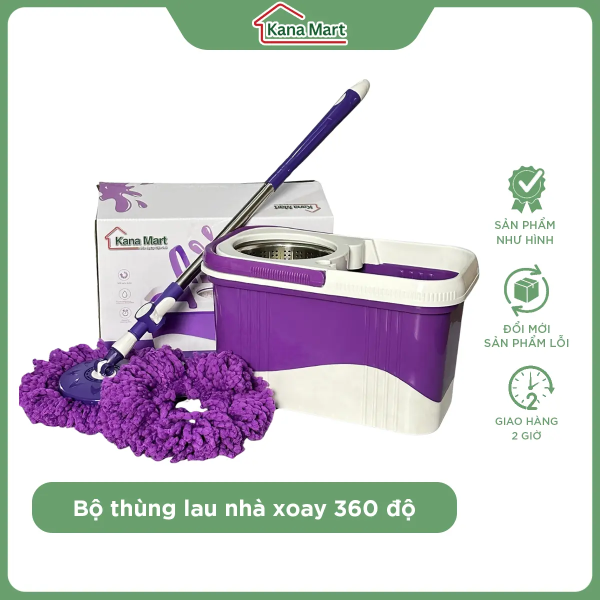 Bộ thùng lau nhà xoay 360 độ thông minh Kana Mart 07 The Frist thùng lau Làm Sạch