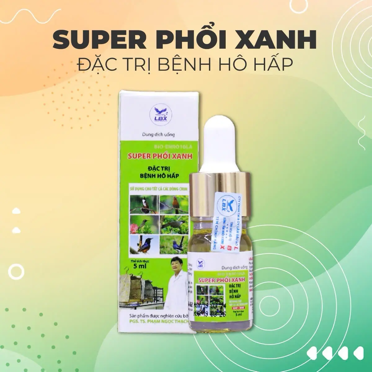 Supper Phổi Xanh New - Hỗ Trợ Hô Hấp Có Đờm - Dung Dịch Ho Chim Cảnh - Chai 5ml vitamin tổng cám thải thuoc men tiêu