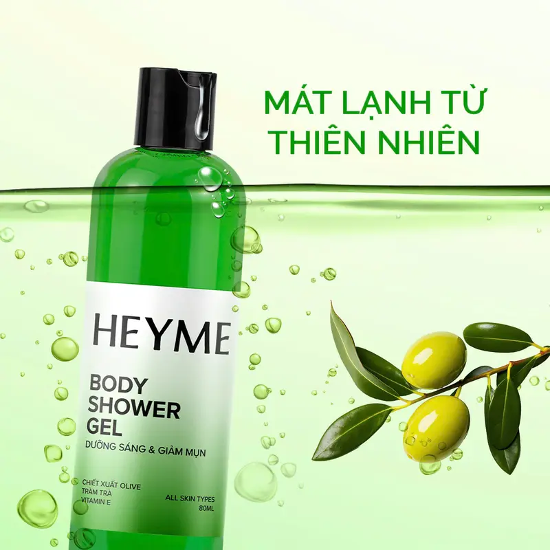 COMBO HEYME GIẢM MỤN DƯỠNG ẨM MÙA ĐÔNG - Sữa tắm Heyme và Gel dưỡng thể dưỡng trắng cho làn da mịn màng khỏe mạnh 3