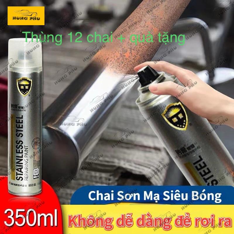 【Rẻ】Sơn Bạc Mạ Crom Sơn Xịt Mạ Chrome Sáng Bóng 350ml - Chai Sơn Mạ Siêu Bóng-Sơn xe bình  xịt  crom  mạ  bạc 1