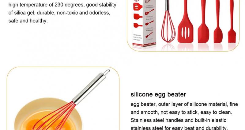 Product Introduction of Bộ Dụng Cụ Nấu Ăn Bằng Silicon, S9, 5 Cái / Bộ, Bao Gồm Bộ Đồ Dùng Nhà Bếp, Máy Đánh Trứng, Thìa, Bàn Chải Dầu, Máy Đánh Trứng Cầm Tay, Đồ Dùng Nhà Bếp, Đi Kèm Với Hộp 27