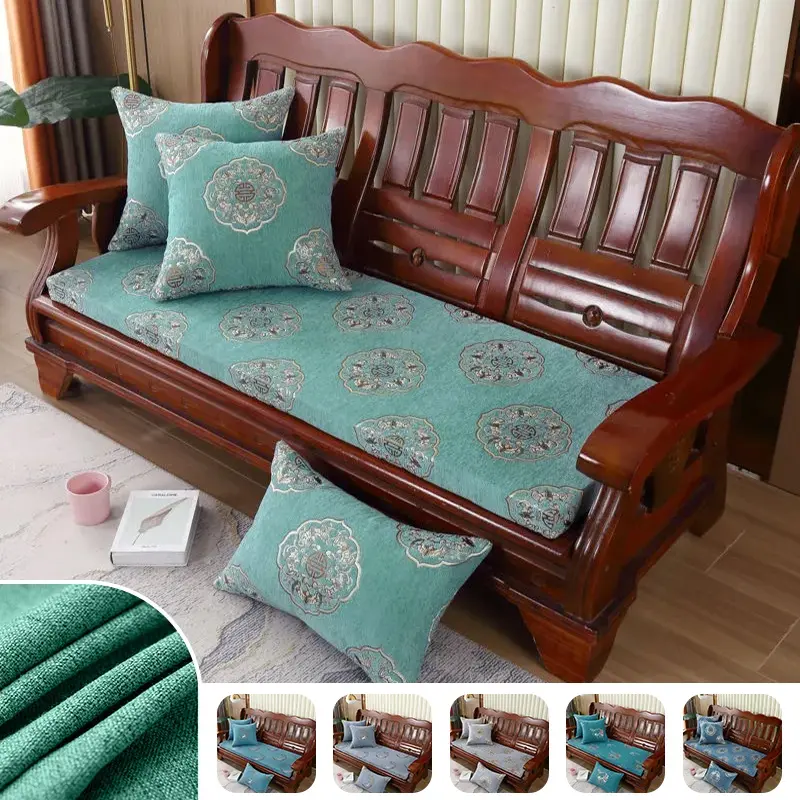 Sofa Kayu Cendana Cina, Kusyen Span Tebal, Bujang atau Tiga Orang, Boleh Tanggal dan Boleh Basuh, Anti-Gelincir, Diperbuat daripada Kayu Pepejal