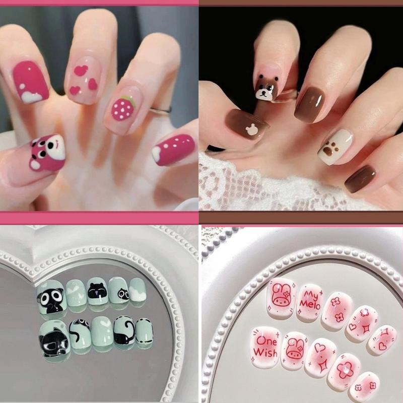 Các mẫu Nail xinh ngắn dễ thương bộ 24 nail gắn tay + được kèm phụ kiện keo dán dành cho Nữ