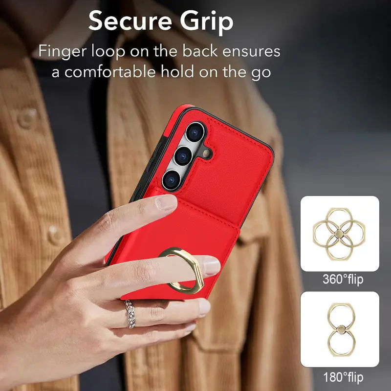 Magnetic Ring Holder Design Phone Case with Card Slot, 1 Count Shockproof Phone Protective Cover Compatible with Samsung Galaxy A55/A35/A25/A12/A15 5
