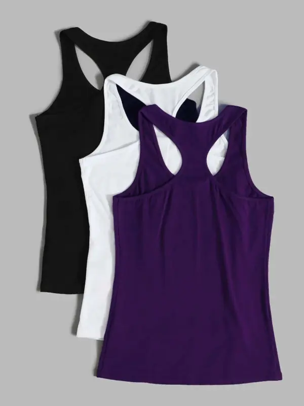 Women's Solid Sports Tank Top, Breathable Comfortable Sports Top, Ladies Sportswear for Indoor Outdoor Wear 5