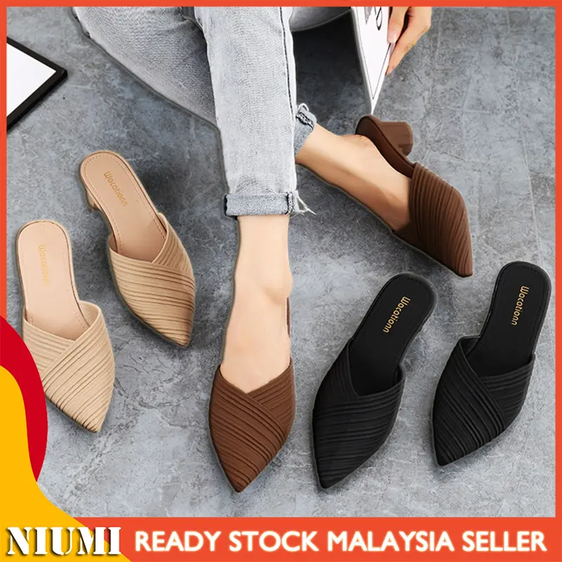 【Ready Stock】 NIUMI NS168 Elite Mid Heel Women’s Kasut Wanita High Heels Sandal Shoe Shoes Travel High Heels Perempuan