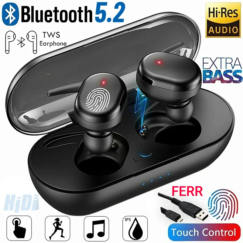Y30 TWS Bluetooth Headset Bluetooth TWS Dengan Mikrofon 5.2 Earphone Bluetooth TWS HiFi Stereo Waterproof Ear Wireless Earphone Headset with Mic Headphone