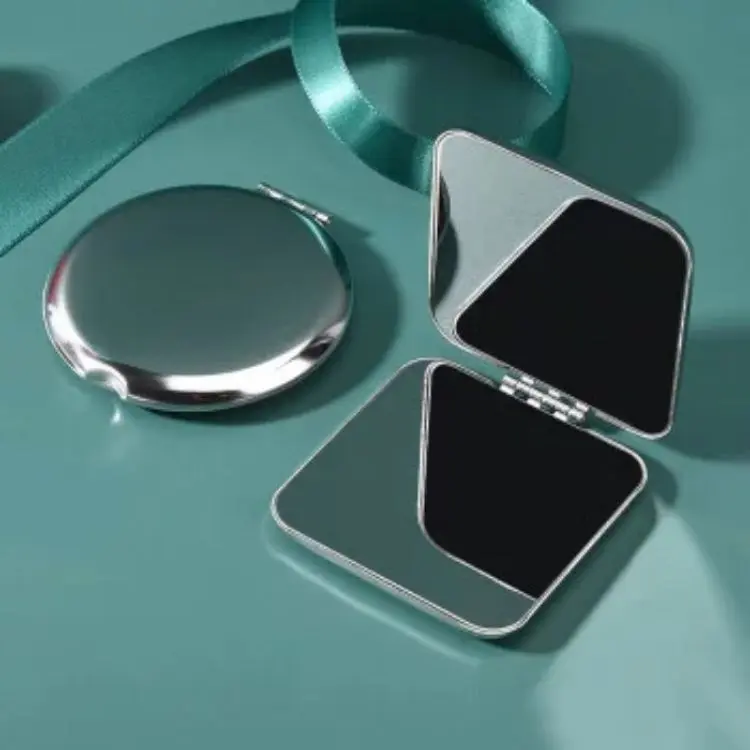 Mini Pocket Square Compact Mirror Full Stainless Steel Cosmetic Handbag Makeup Magnifying Mirror for Women