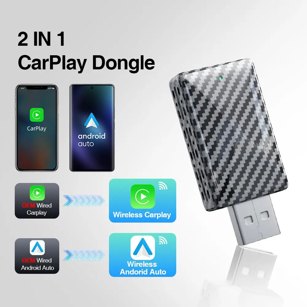 Car Play Dongle, Car Wireless Adapter, Plug & Play Car Play Adapter, Portable Car Wireless Adapter for Android & iPhone