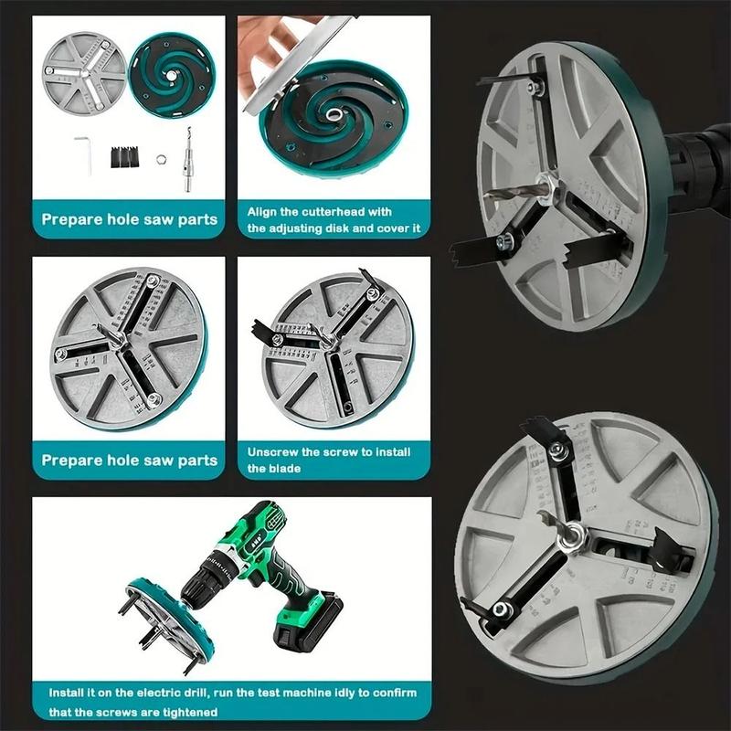 Product Introduction of New Adjustable Round Hole Saw Tool High-carbon Steel Multifunctional Adjustable Hole Saw Diameter 45mm-130mm Wood Drilling Cutting Tools 12