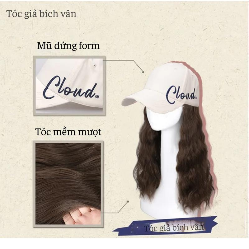 Mũ tóc giả lưỡi trai cao cấp Bích Vân , tóc giả nón kết Hàn Quốc Kaki 4