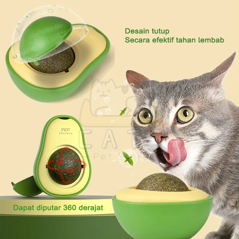 READYYY STOKK Bola Catnip Kucing Alpukat Rotating Mainan Catnip Balls Cat Mint Ball Makanan Hewan Berputar CATNIP PERMEN 1
