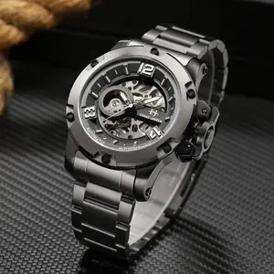 Evans Jayden Jam Tangan Pria 9566 Rantai Automatic Movement Stainless Steel Kaca Sapphire Chronograph Water Resistant 10 ATM