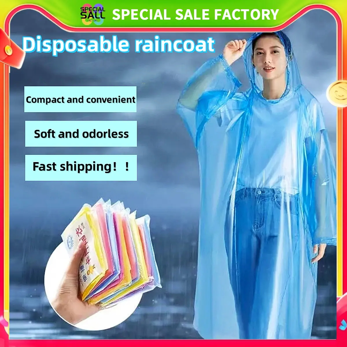 Disposable Emergency Card Raincoats (suitable for Both Adults and ...