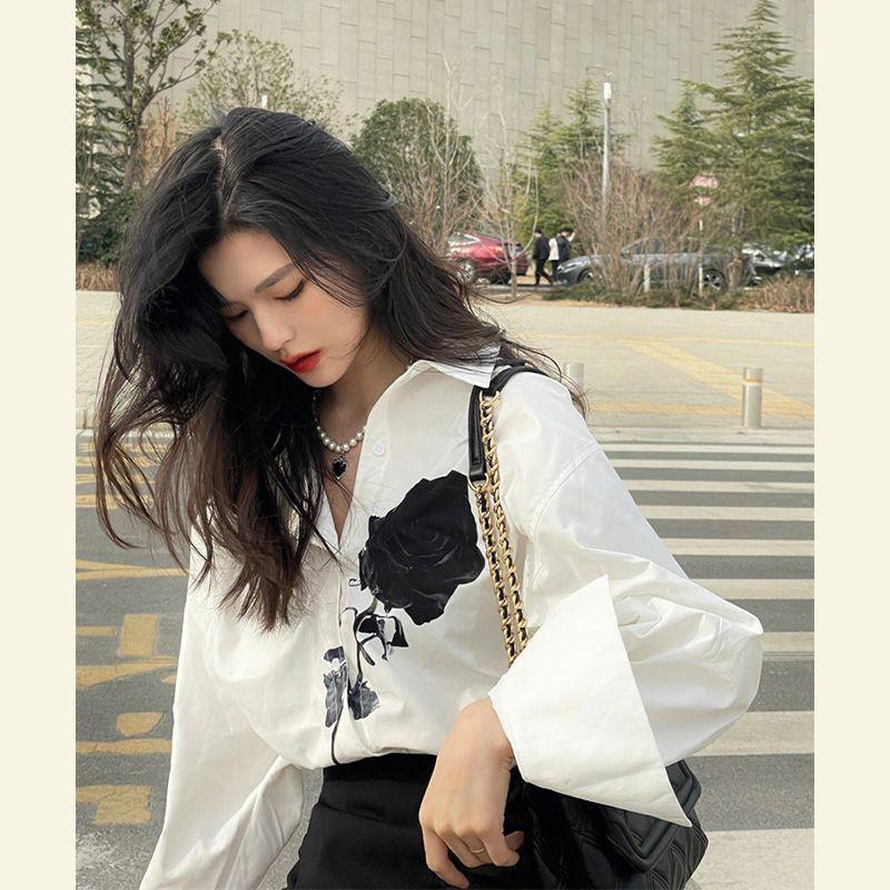 Product Introduction of French Style Unique White Shirt for Women Autumn Design Sense Niche Beautiful Blouse Dry Rose Top221325 16