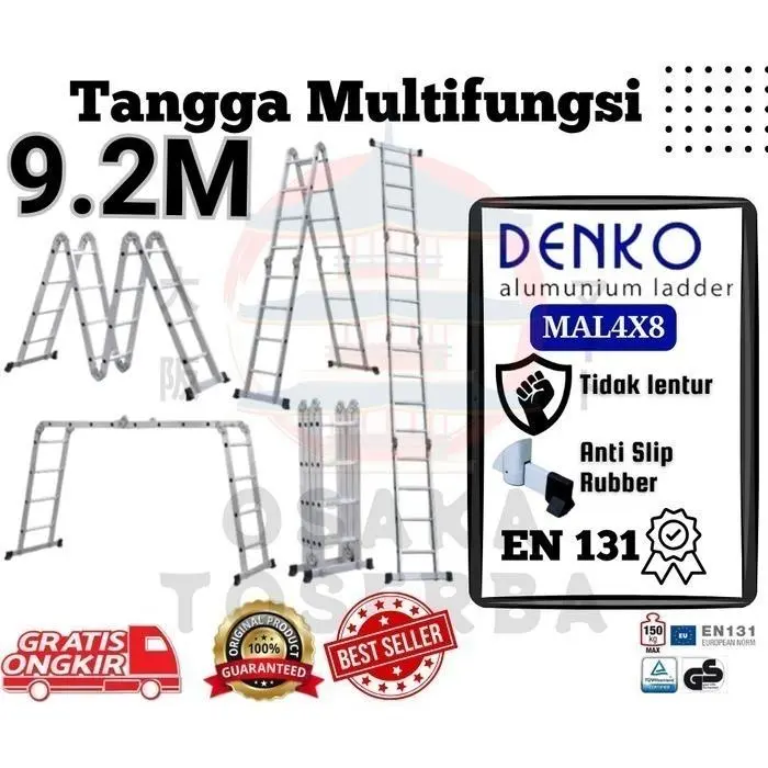 Tangga multifungsi 9.2 meter Tangga lipat aluminium multipurpose MAL 4x8 - 9,2 meter / 9 meter / 9m 0