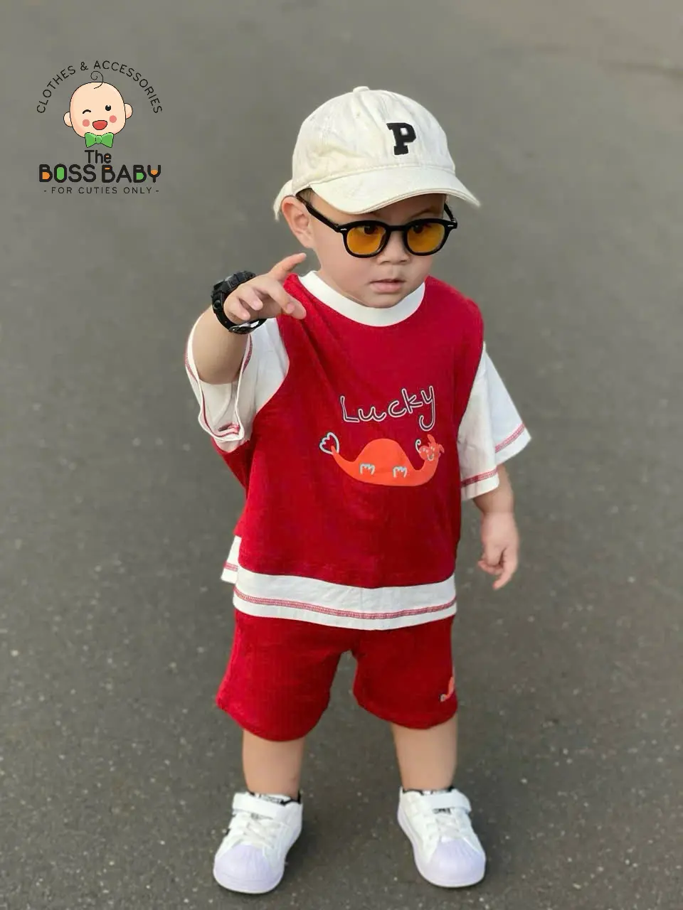 Set bộ đỏ phối trắng rồng lucky (9-27kg)- SH24371- ThebossbabyVN