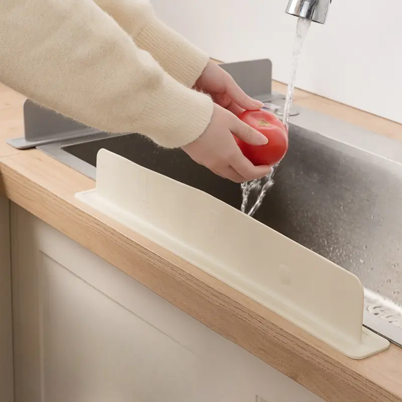 Upgraded Sink Water Retaining Board Kitchen Sink Sink Wash Basin Splash-Proof Water Baffle Silicone Water Blocking Strip