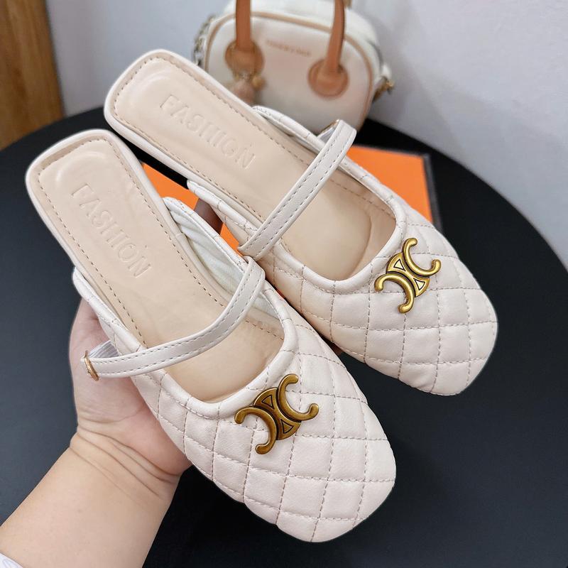 Dép Slipper G1138 SỤC Nữ Chần Chỉ CC Đồng Đế Bệt Dễ Đi 1