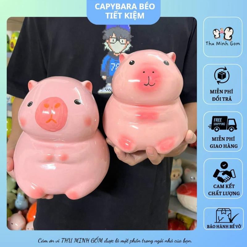    lỗ tròn + lỗ dẹt   capybara béo tiết kiệm gốm sứ Bát Tràng  ống tiết kiệm hình capybara bằng sứ  heo đất tiết kiệm giá rẻ Đựng Tiền Ống Heo 