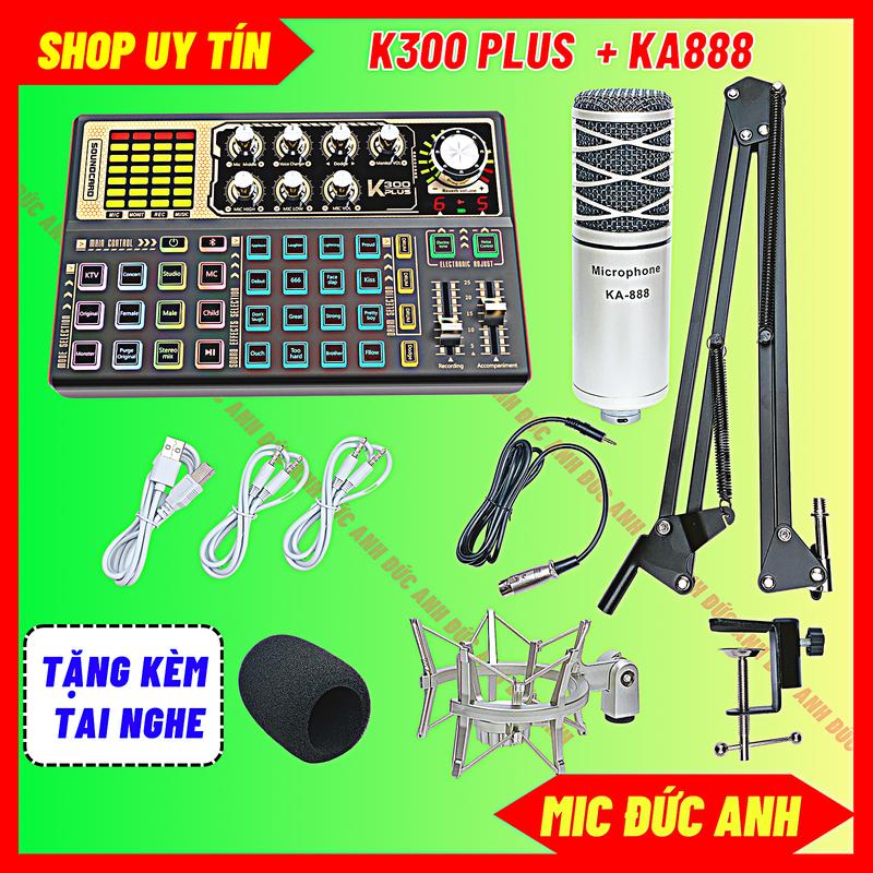 Bộ Sound Card K300 Plus Mic Thu Âm KA888 Bắt Giọng Hỗ Trợ Livestream Thu Âm Hay Dùng Được Cho Điện Thoại Và Máy Tính