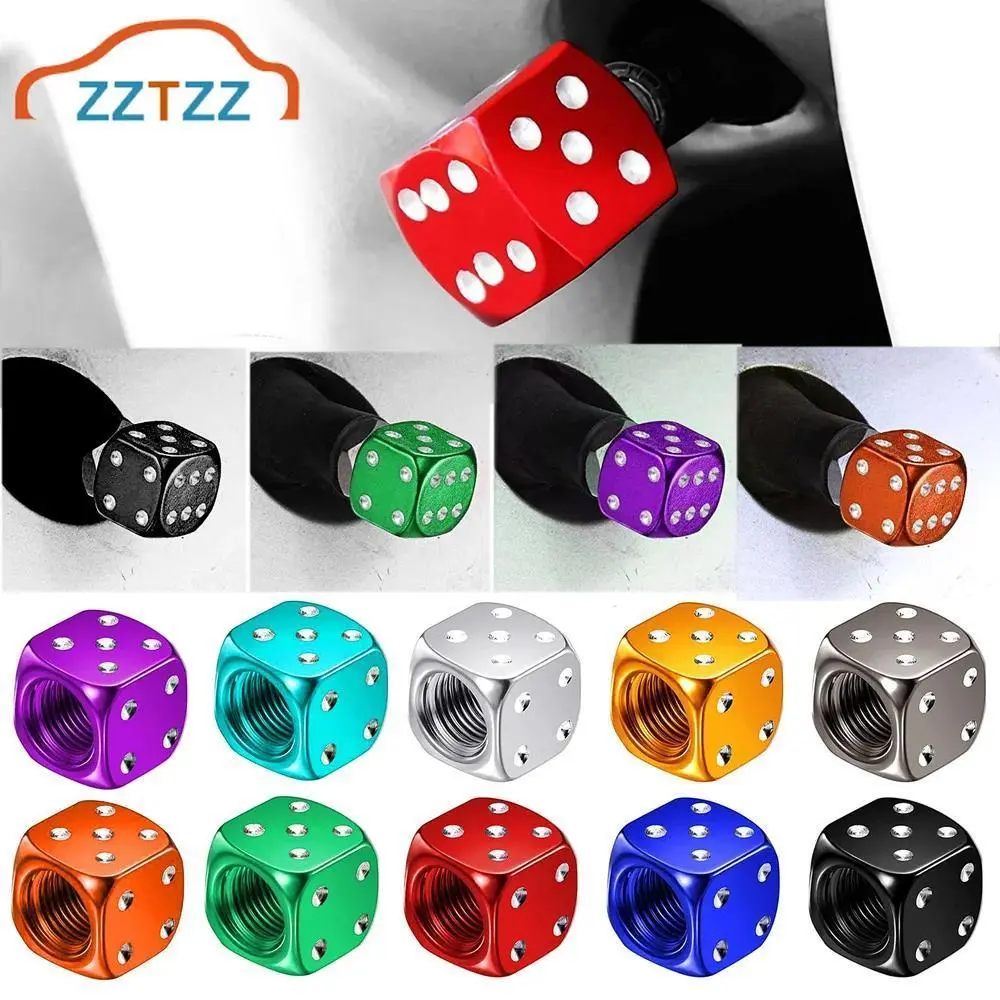 4Pcs Dice Style Tire Valve Stem Caps for Cars Motorcycles Bicycle Aluminum Alloy Caps Tyre Air Valve Dustproof Wheel Caps