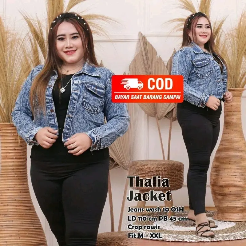 JAKET JEANS CROP RAWIS STANDAR & JUMBO || Baju wanit denim