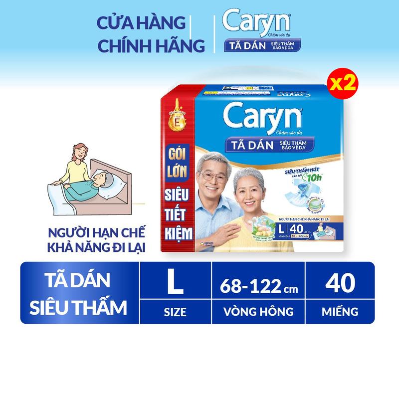 [COMBO 2] Caryn Tã bỉm dán L40 Siêu thấm dành cho người hạn chế khả năng đi lại