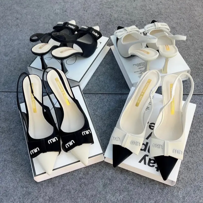 Sục gót 7phân ,Hậu Chun Vá Mũi ,Nơ Gắn Chữ ,Mã TD02 ,GiàY DéP Nữ  Shoes Nhung giay bup caogot chảnh sang đẹp 8