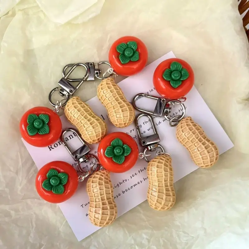 Móc Chìa Khóa Quả Đậu Táo, Mô Phỏng Quả Hồng Thỉnh Thờm May Mắn Và Dễ Thương, Thu Hút Giàu Có, Mặt Dây Chuyền Túi Cá Tính, Quà Tặng Cho Bạn Thân 4