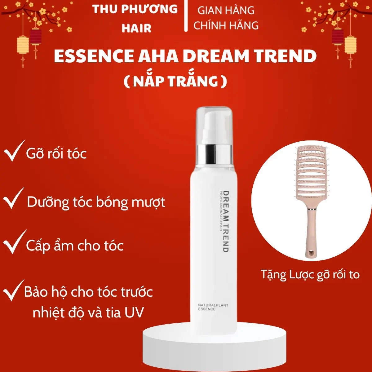 ( HSD 8/2/2026 ) Nắp Trắng - Tinh Chất Dưỡng Tóc AHA Dream Trend . Dành Mọi Loại Tóc . Dưỡng tóc bóng mượt, giảm khô xơ . Tặng Lược Gỡ Rối .