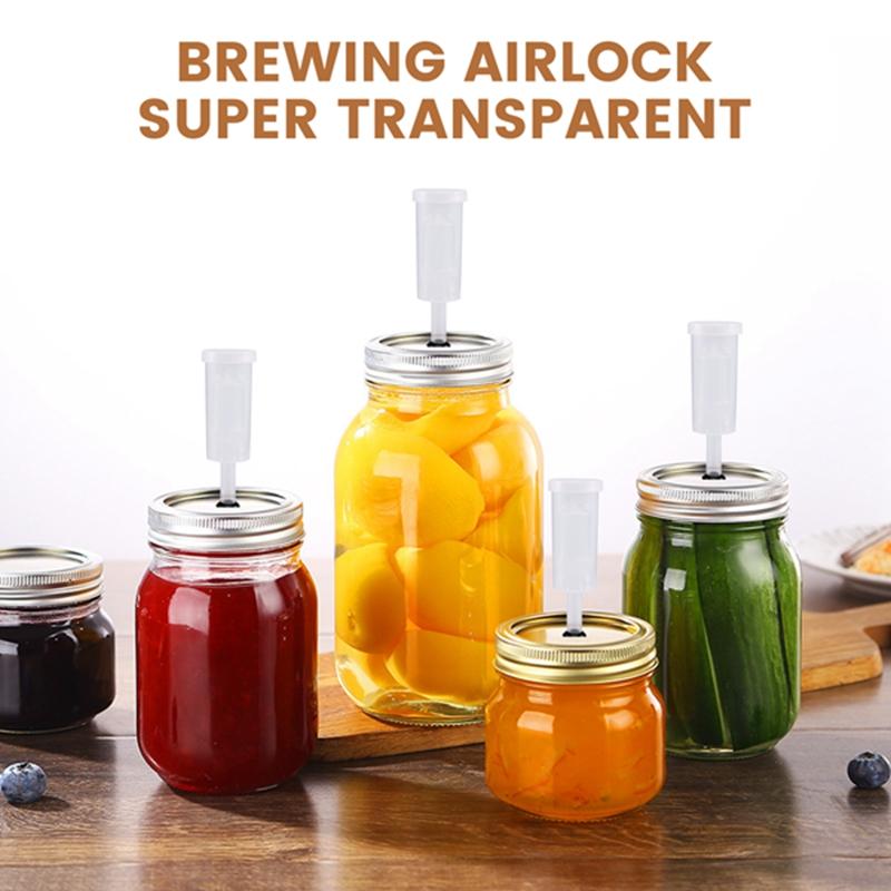 Fermentation Lids Kit,Airlock for Fermentation Air Locks with Black Grommets Airlock Bubble for Beer and Wine,Jar 2