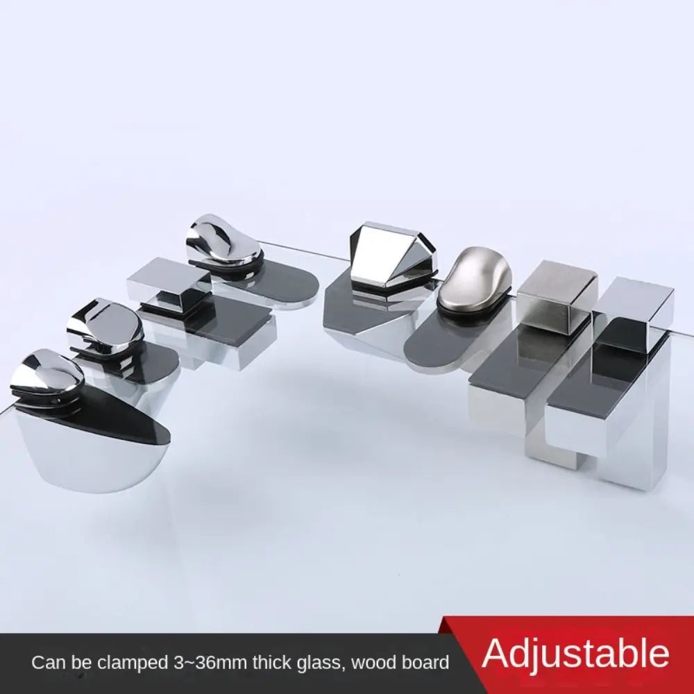 Fish Mouth Clip Zinc Alloy Glass Shelf Clip Wall Mount Fixed Glass Shelf Support Hardware Part Adjustable Bathroom Support Brackets Home