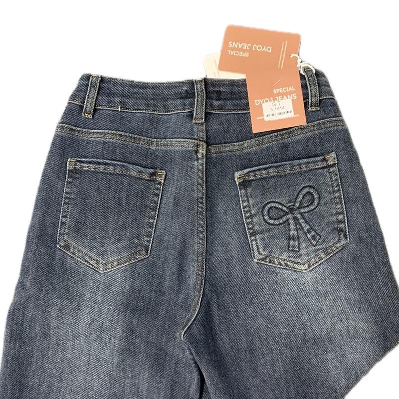 Quần boy jean có giãn 4 chiều thêu nơ nổi 1