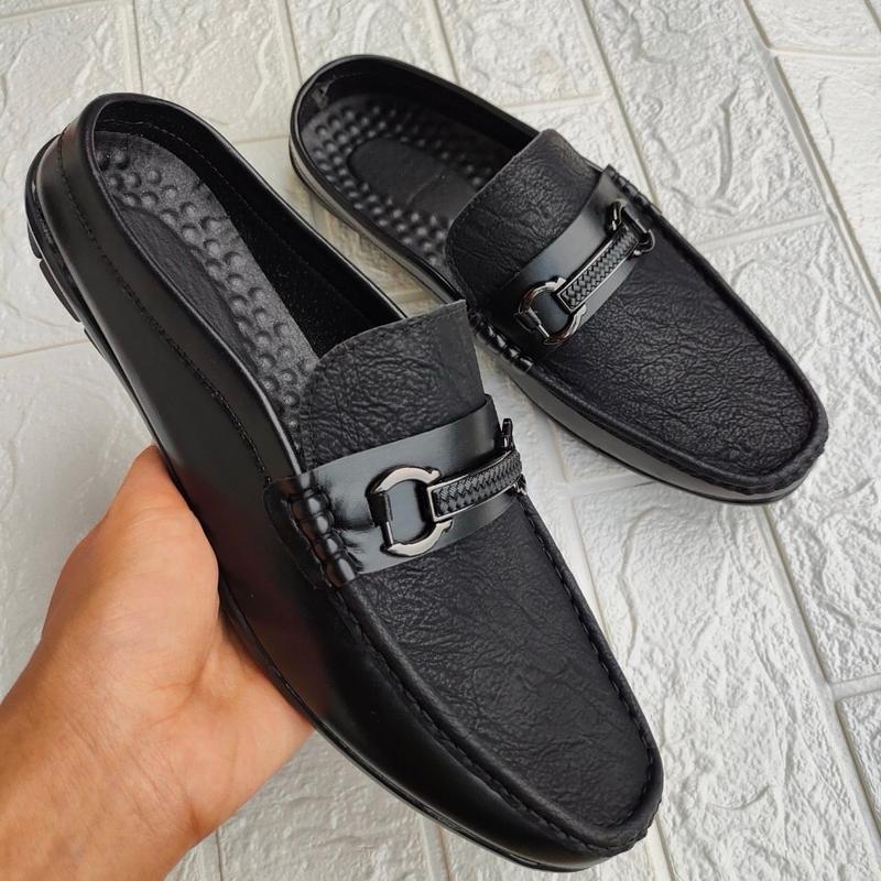 Giày sục da nam đế mềm có hạt matxa cực êm chân,giày hở gót,giày dự tiệc  Shoes Cao Su S1 DéP 2