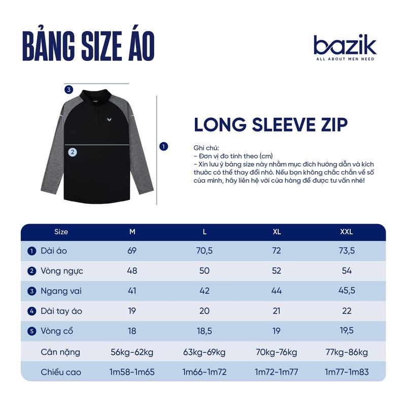 Product Introduction of Áo Thun Dài Tay Cổ Trụ Bazik Wings W01 Quarter Zip Co Giãn, Giữ Nhiệt Tốt, Thể Thao, Chạy Bộ, Bơi Lội, Sport 0